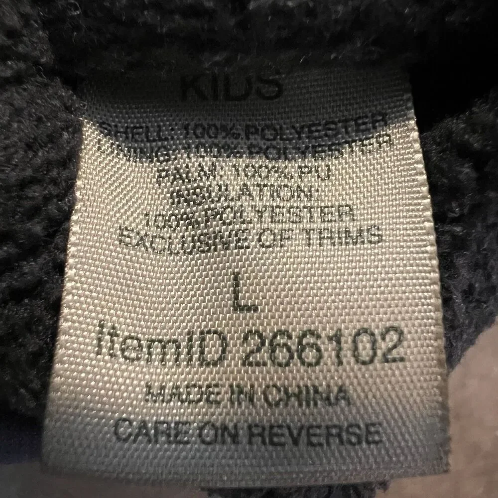 LL Bean Kids Winter Gloves Large Thinsulate Insulation Fleece Lined Gray Green